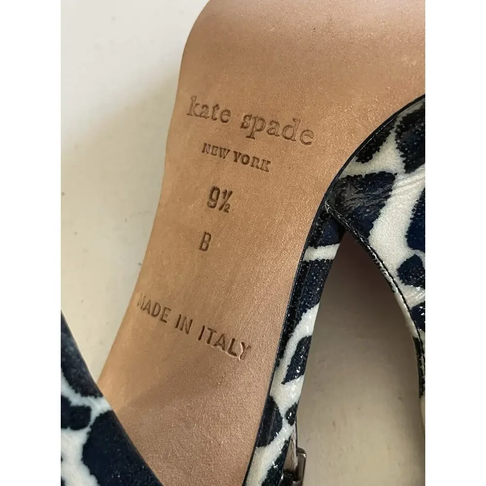 Kate Spade NY Heels Womens Size 9.5 B Slingback Black White Giraffe Stiletto